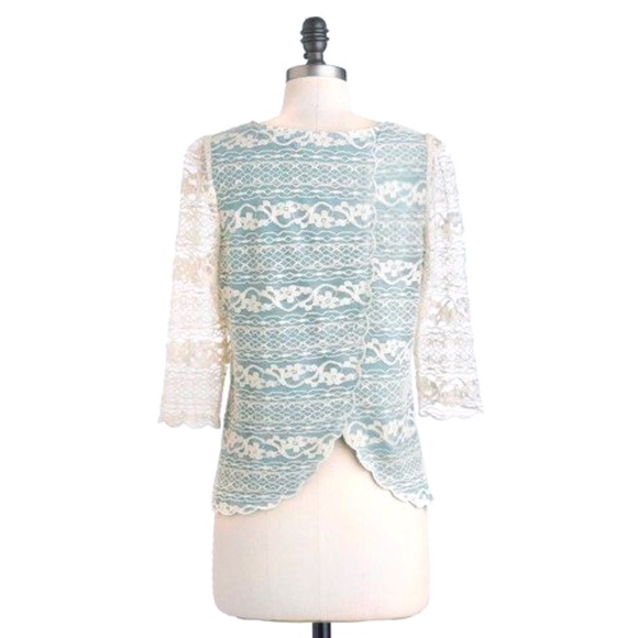 ModCloth Connie Toi Lace Overlay Blouse Top - Picture 2 of 5